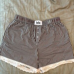 Dressed in LALA High Waist Striped Shorts - Black and White